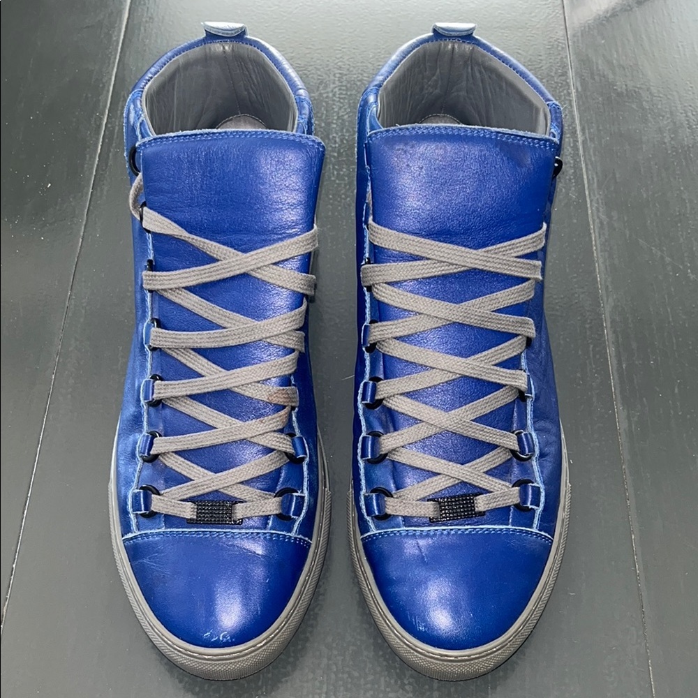 Balenciaga Arena Blue and Gray High-Top Sneaker